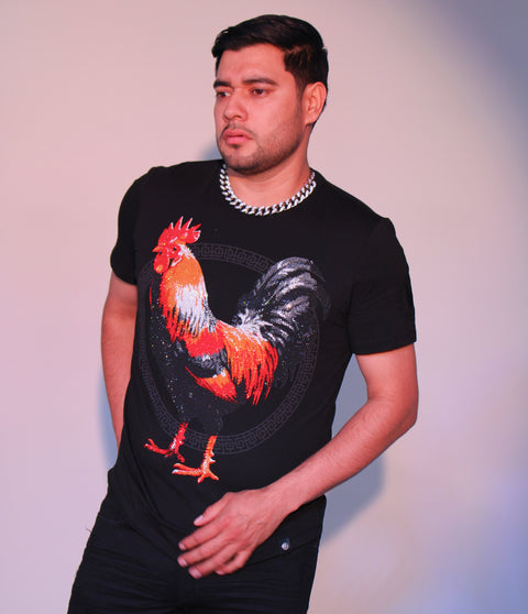 Salazar rhinestone t shirt-Black