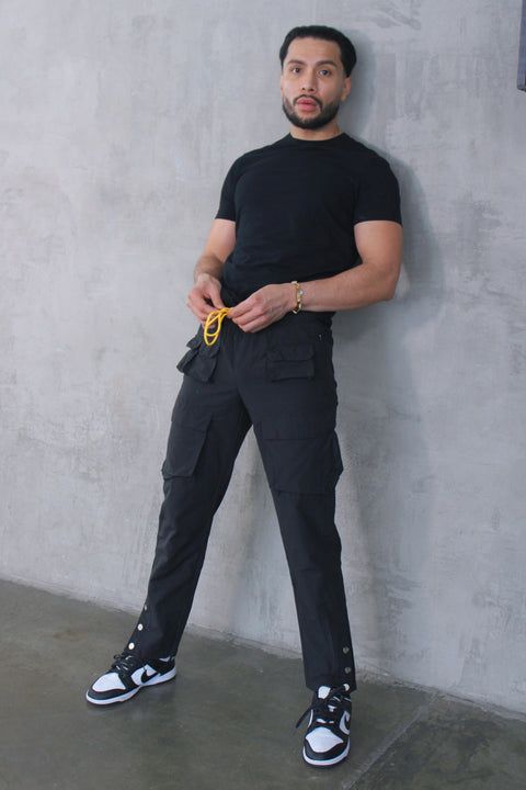 Melo cargo Nylon pants-Black